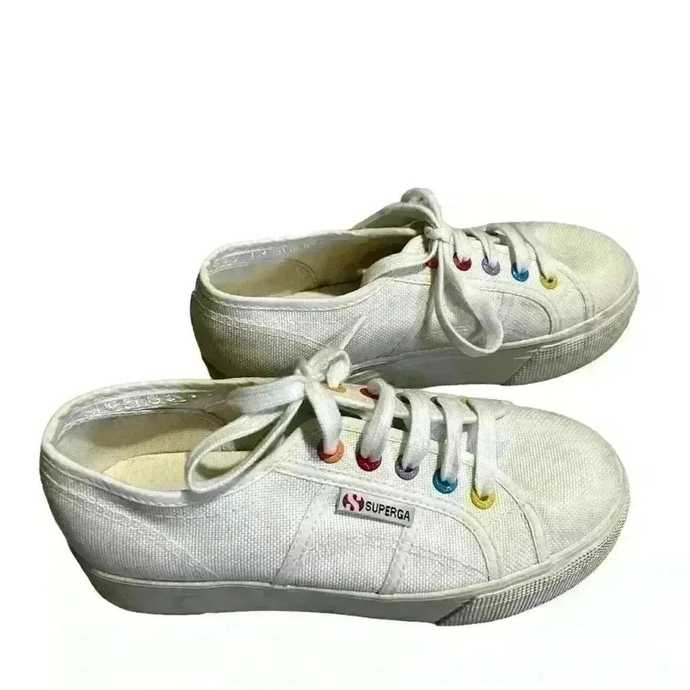 Superga Platform Rainbow Canvas Sneakers